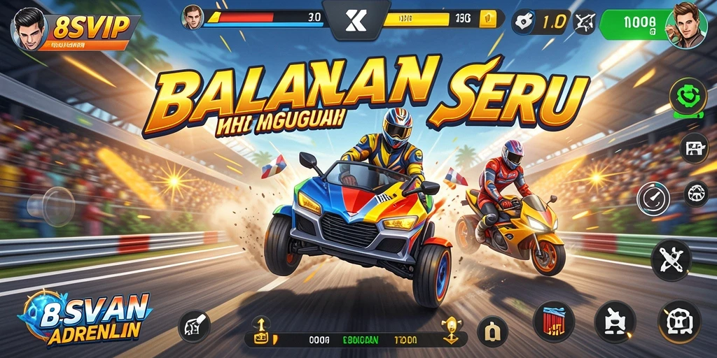 Tampilan gameplay balapan di 8SVIP yang mendebarkan.