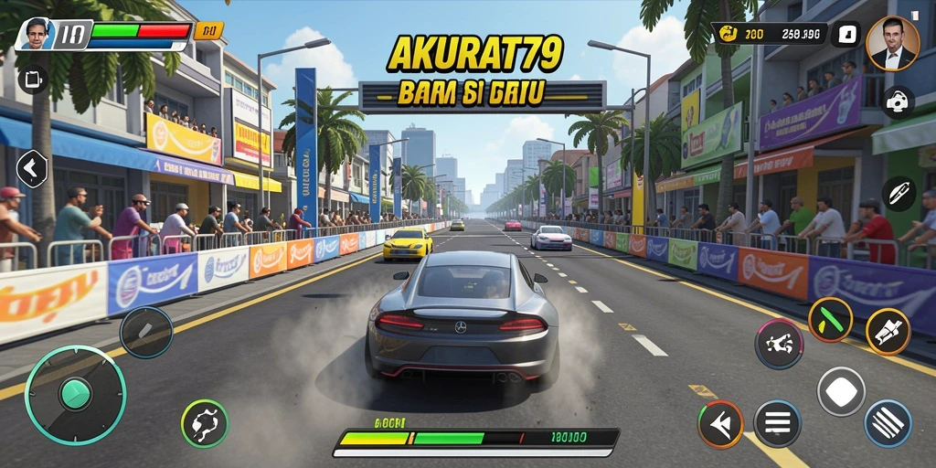 Screenshot gameplay AKURAT79 yang menampilkan aksi balap seru.