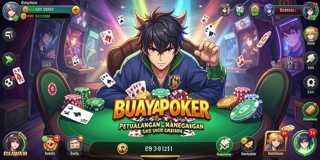 Tangkapan layar menunjukkan aksi seru gameplay Anime di BUAYAPOKER.
