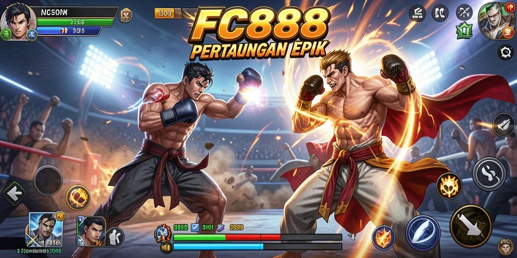 Screenshot gameplay FC888 menampilkan aksi pertarungan yang mendebarkan.