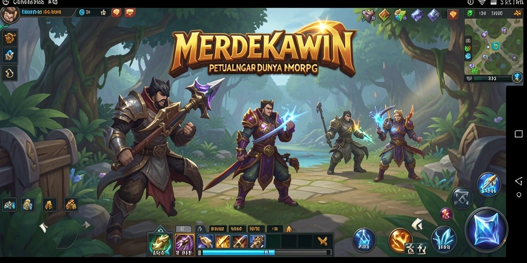 Gameplay seru dalam dunia fantasi MERDEKAWIN yang penuh petualangan.