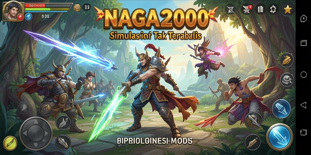 Tampilan gameplay NAGA2000 yang menakjubkan dan interaktif.