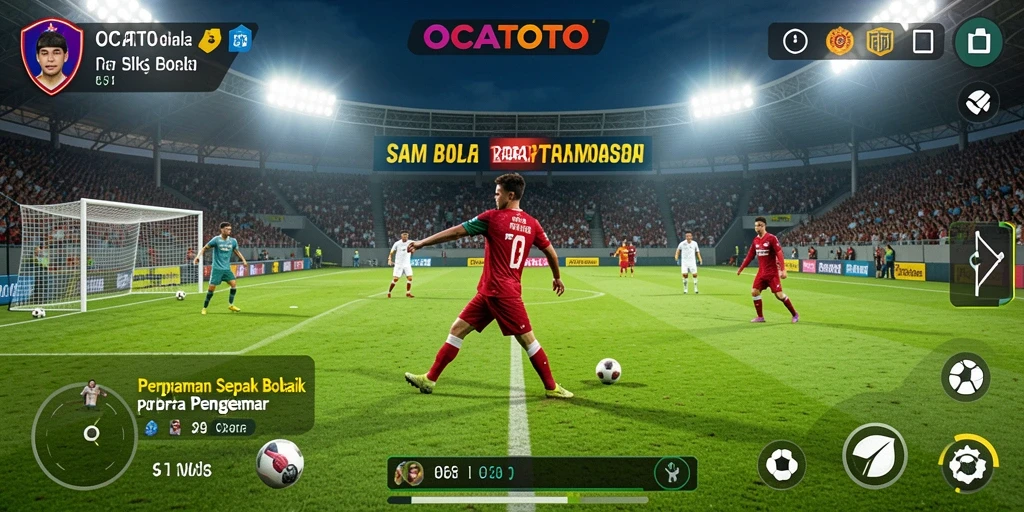 Gameplay seru OCATOTO dengan aksi sepak bola intens.