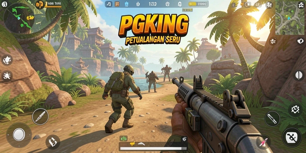 Gameplay seru di PGKING dengan aksi tembak-tembakan yang mendebarkan.